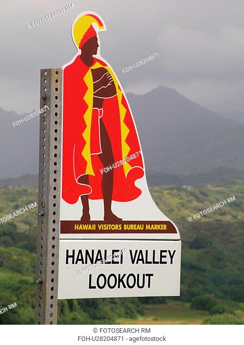 Princeville, Kauai, HI, Hawaii, North Shore, Hanalei Valley, Hanalei National Wildlife Refuge, Taro Fields, marker, lookout
