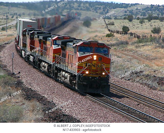 Locomotives pulling long train