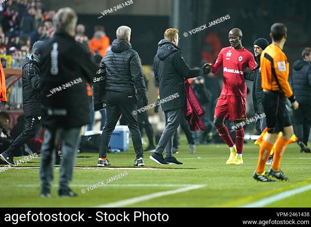 Antwerp's Didier Lamkel Ze leaves the pitch during a soccer game between R Antwerp FC and KV Kortrijk, Thursday 23 January 2020 in Antwerp