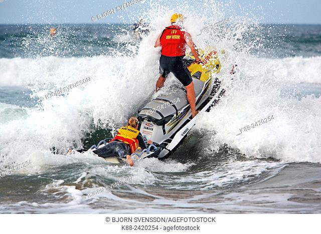 Surf Rescue lifesavers with a jetski. Victoria, Australia