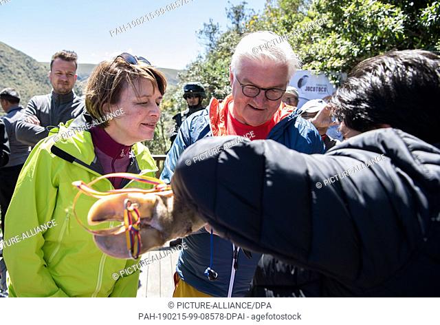 15 February 2019, Ecuador, Antisana: Federal President Frank-Walter Steinmeier and his wife Elke Büdenbender visit the Antisana nature reserve and national park...