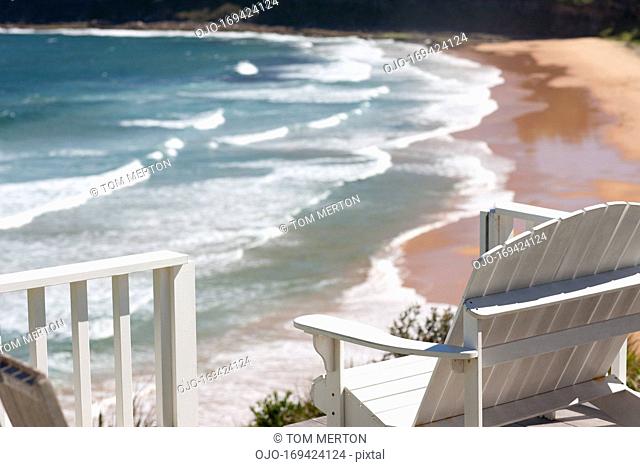 Deck chairs overlooking ocean