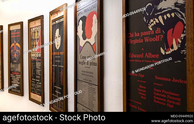 Posters of some theatrical performances staged at Teatro Manzoni. Milan (Italy), December 29th, 2021 SPECIAL FEE  - CONTACT MONDADORI PORTFOLIO FOR EVERY USAGE...