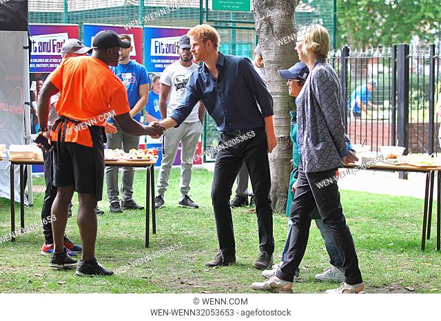 HRH Prince Harry visits StreetGames Fit and Fed initiative in Central Park, East Ham, Newham, London Featuring: HRH Prince Harry Where: London