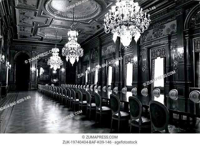 Apr. 04, 1974 - Former Imperial residence, now official guest for state visitors in Akasaka, Tokyo. The bauqueting hall. (Credit Image: © Keystone Press...