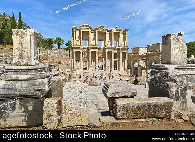 Ephesus, near Selcuk, Izmir Province, Turkey. Library of Celsus, dating from circa 125 AD. Ephesus is a UNESCO World Heritage Site