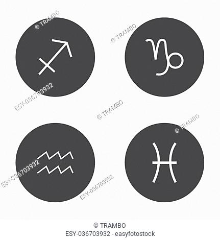 Vector modern sings of the zodiac icons set on white background