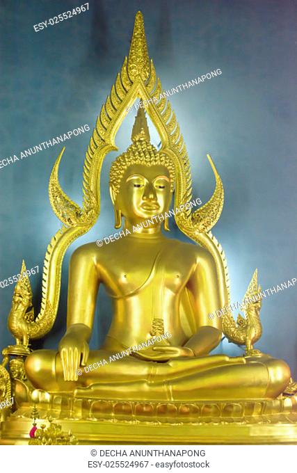 This picture is the model of phra phuttha chinnararath in the marble temple or Wat Benchamabophit Dusitvanaram. It is art and very beautiful