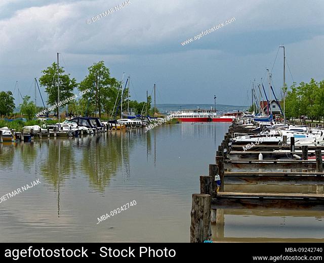Winding storm over the harbor and the lido of Illmitz Neusiedler See at Illmitz in the National Park Neusiedler See, Burgenland, Austria