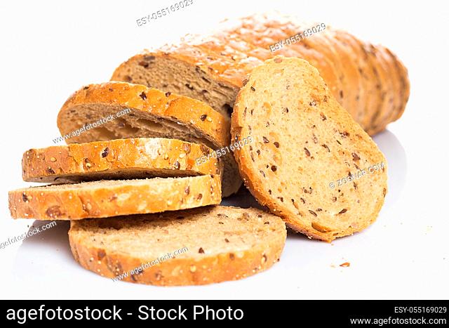 Bakery. Delicious bread on white background