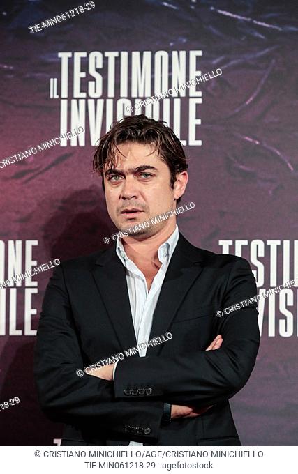 The actor Riccardo Scamarcio during the photocall of film Il testimone invisibile, Rome, ITALY-06-12-2018