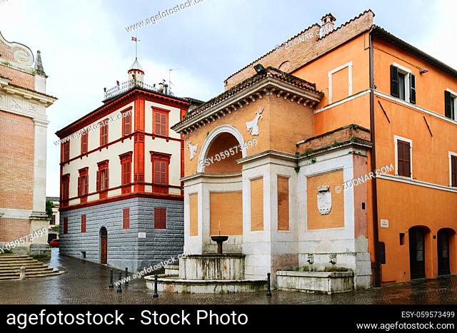 Historical architecture in Fabriano, Italy, Marche