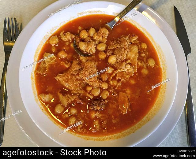 Tripe with chickpeas. Callos in Spain. Typical dish from Madrid