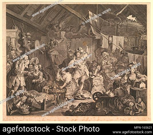 Strolling Actresses Dressing in a Barn. Artist: William Hogarth (British, London 1697-1764 London); Date: May 1738; Medium: Etching and engraving; fourth state...