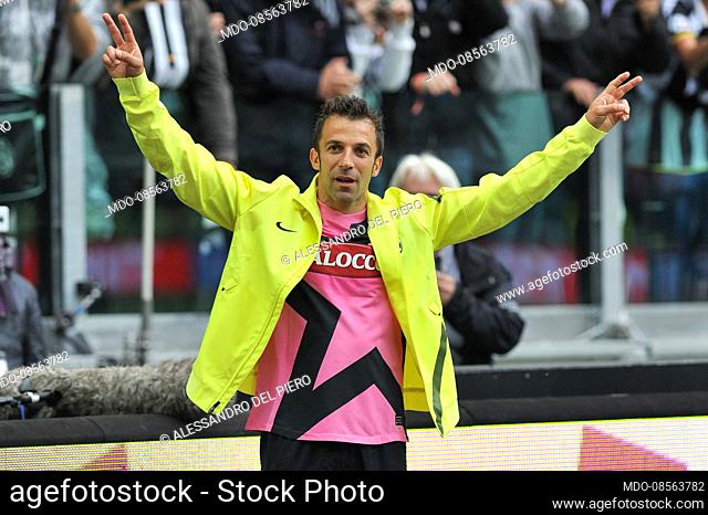 Juventus footballer Alessandro Del Piero leaves Juventus after 19 years, playing his last match against Atalanta. Substituted in the second half