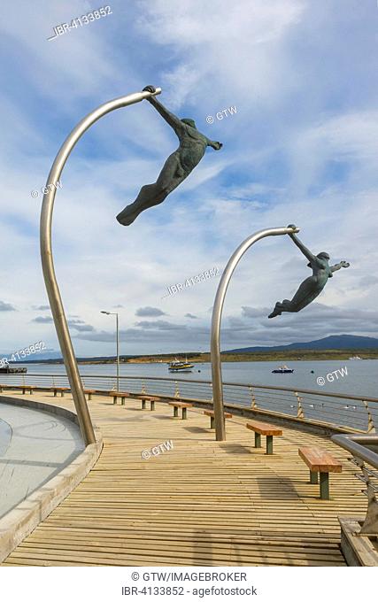 Amor al Viento, Love of the Wind, sculpture on the waterfront, Puerto Natales, Patagonia, Chile