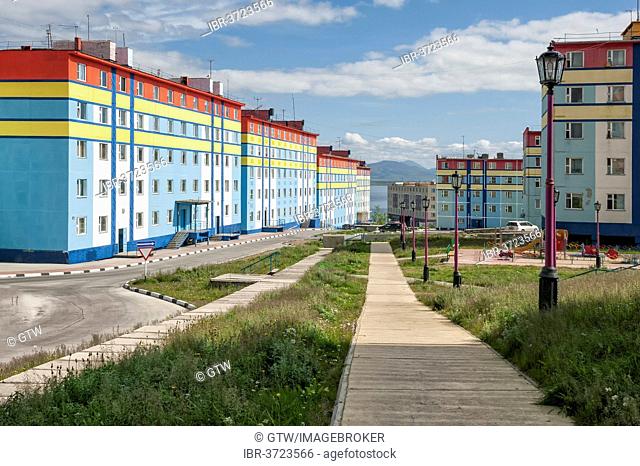 Coloured apartment houses, Anadyr, Chukotka Autonomous Okrug, Russia
