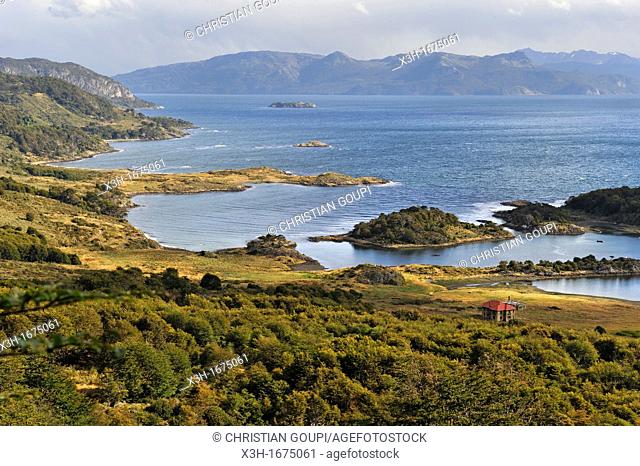 Wulaia Bay, Navarino island, Tierra del Fuego, Patagonia, Chile, South America