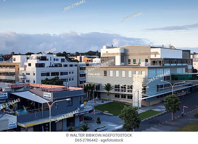 New Zealand, North Island, New Plymouth, elevated town view