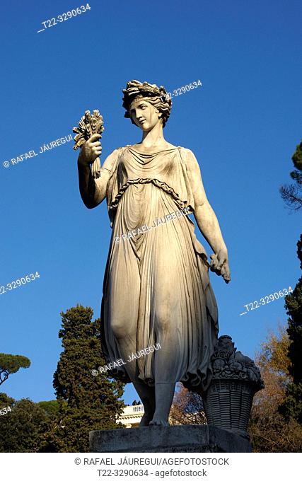 Rome (Italy). Sculpture in Piazza del Popolo of the city of Rome