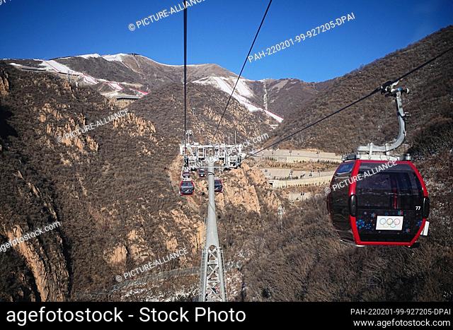 01 February 2022, China, Yanqing: View of the cable car at the National Alpine Ski Center. The Beijing Winter Olympics will take place from 04-20.02