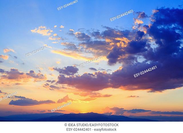 Sky with clouds sunset natural background space