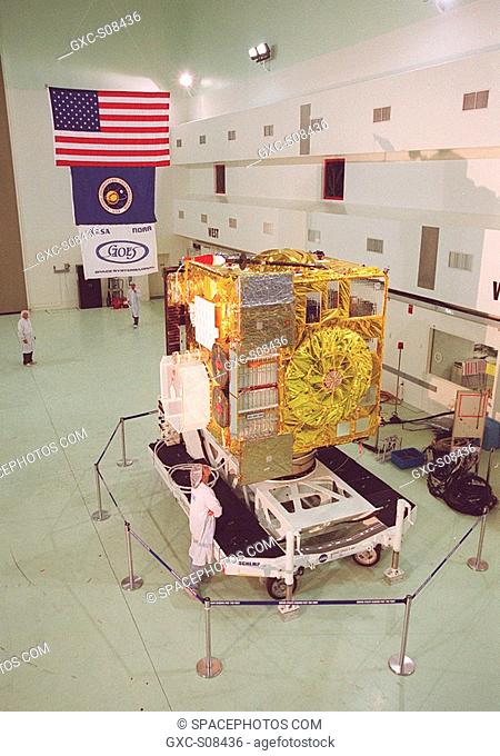 05/23/2001 --- The newest Geostationary Operational Environmental Satellite-M GOES-M satellite is ready at Astrotech, in Titusville for the media to see the...