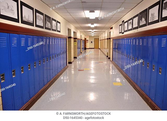 Corridor, Housatonic Valley Regional High School, Falls Village, Connecticut, USA
