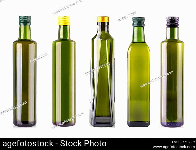 The bottles of olive oil isolated on a white background. clipping path