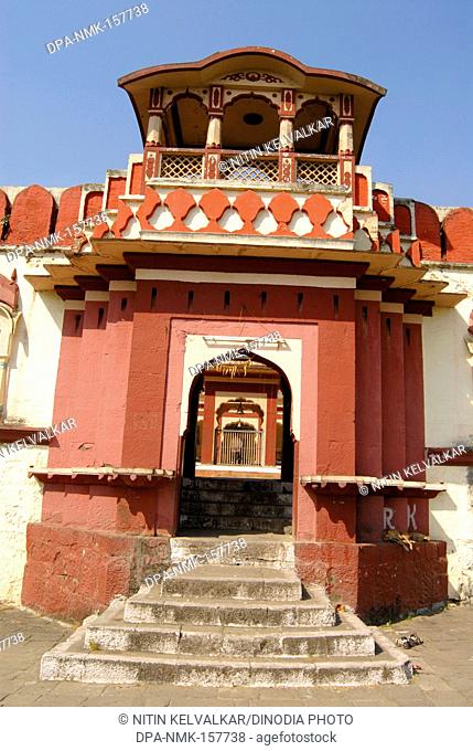 Massive and richly decorated entrance of Shree Devdeveshwar temple on top of Parvati hill ; Pune ; Maharashtra ; India