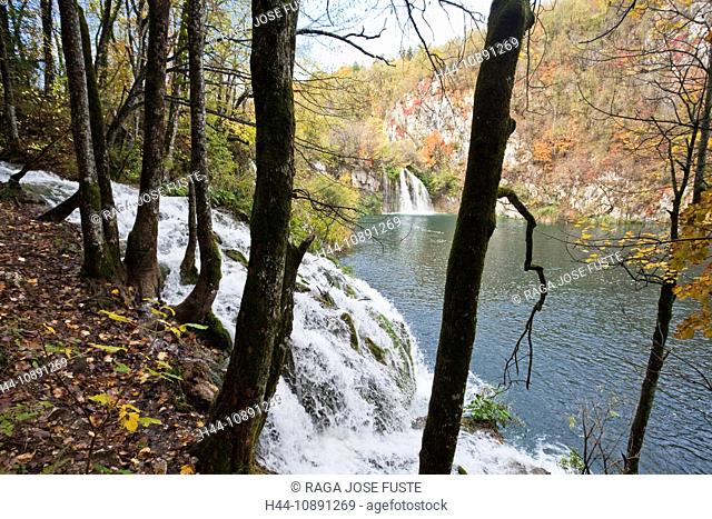 Croatia, Europe, Plitvicer lakes, Jezera, lake, sea, national park, trees, autumn, waterfalls