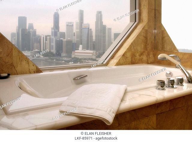 View of hotel room, Ritz-Carlton Hotel, Singapore