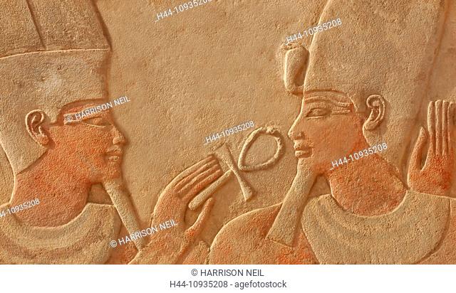 The god amun makes the gift of life, ankh, to the pharaoh Thutmoses IV