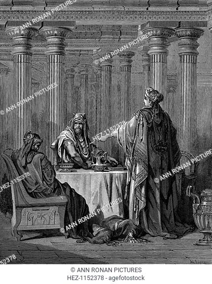Esther (c450 BC) before her husband King Ahasuerus (Xerxes I) of Persia, 1866. She is denouncing Haman as the enemy who would have her and her people (the Jews)...