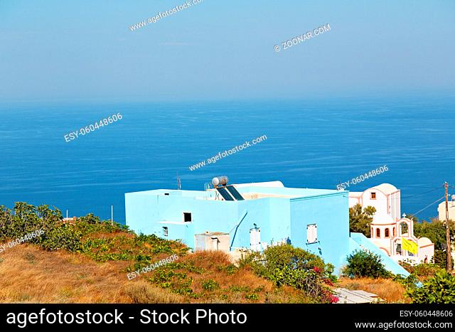 in  europe  vacation   cyclades santorini old town white and the sky