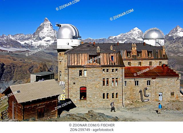 Kulmhotel, Hochalpinenes KOSMA und TIRGO Observatorium, Gornergrat. Matterhorn, Dent Blanche, Zermatt Wallis Schweiz / Kulmhotel