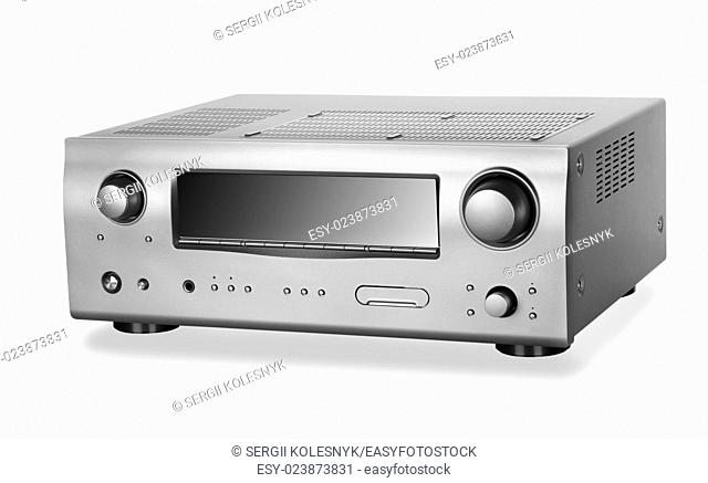 Hi-Tech AV receiver isolated on white background. Clipping Path
