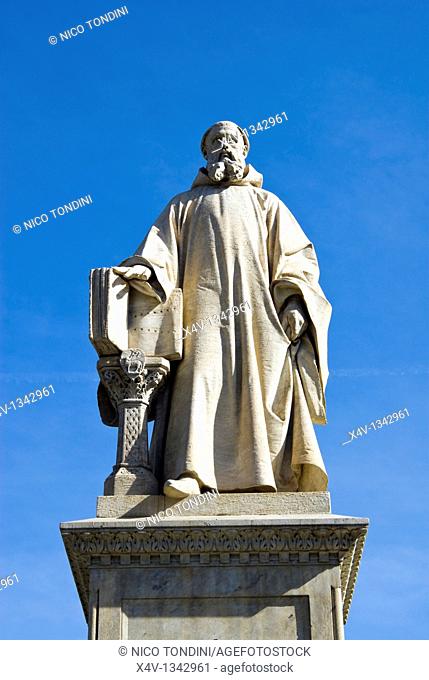 Statue of Guido of Arezzo or Guido Aretinus or Guido da Arezzo or Guido Monaco or Guido d'Arezzo, inventor of modern musical notation staff notation