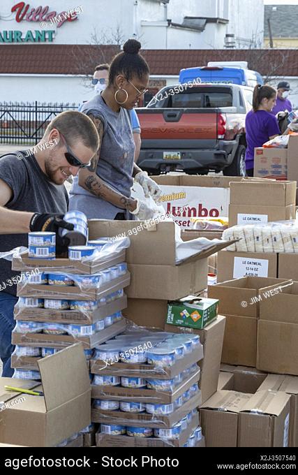 Detroit, Michigan USA - 8 April 2020 - During the coronavirus crisis, the Gleaners Community Food Bank distributes free food to residents in need in southwest...