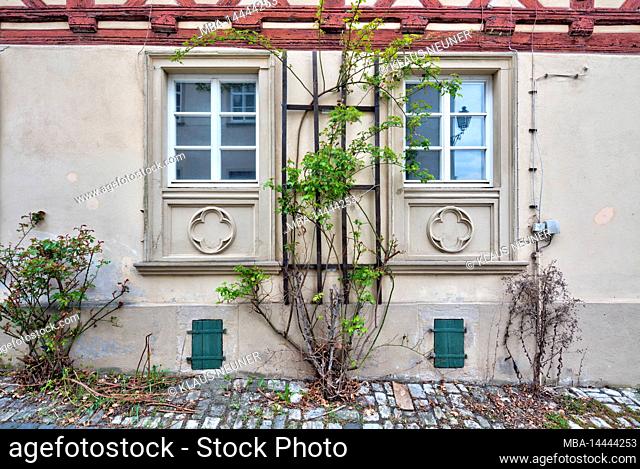 half-timbering, house facade, spring, Königsberg, Hassberge, Franconia, village view, Bavaria, Germany, Europe