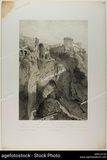 Tivoli: The Temples of Vesta and the Sibyl, and Ruins of the Grotto of Neptune, plate nineteen from Italie Monumentale et Pittoresque - c