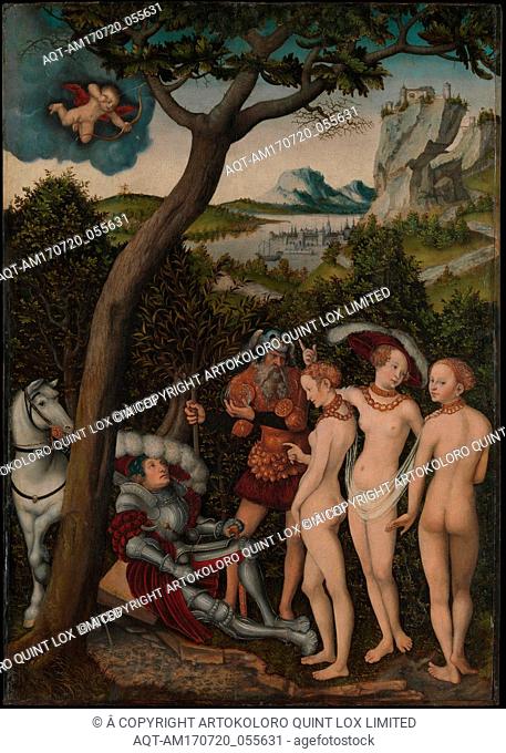 The Judgment of Paris, ca. 1528, Oil on beech, 40 1/8 x 28in. (101.9 x 71.1cm), Paintings, Lucas Cranach the Elder (German, Kronach 1472â€“1553 Weimar)