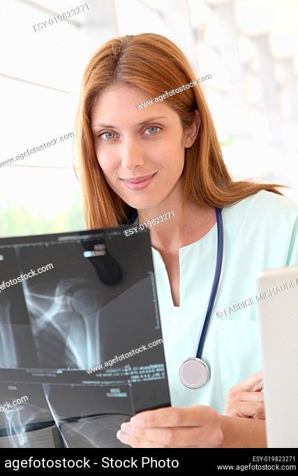 Nurse checking X-Ray results