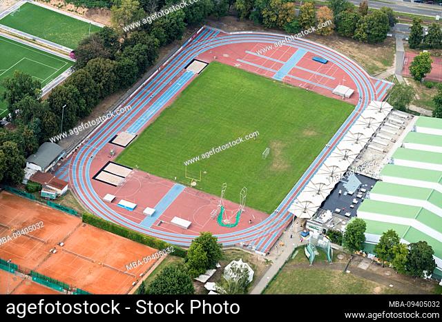 Aerial view of the Olympic training center athletics in Mannheim, sports field