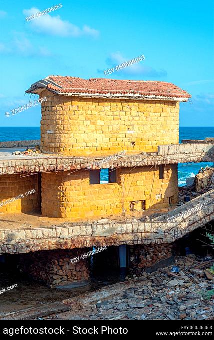 Deteriorated cabin of Egyptian formal president Muhammad Anwar el-Sadat who used to spend his summer holidays in located in Montaza Park by the coast of the...