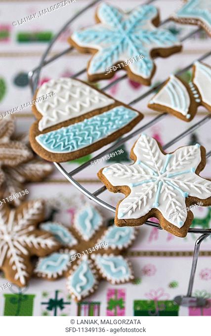 Christmas gingerbread cookies with colourful icing