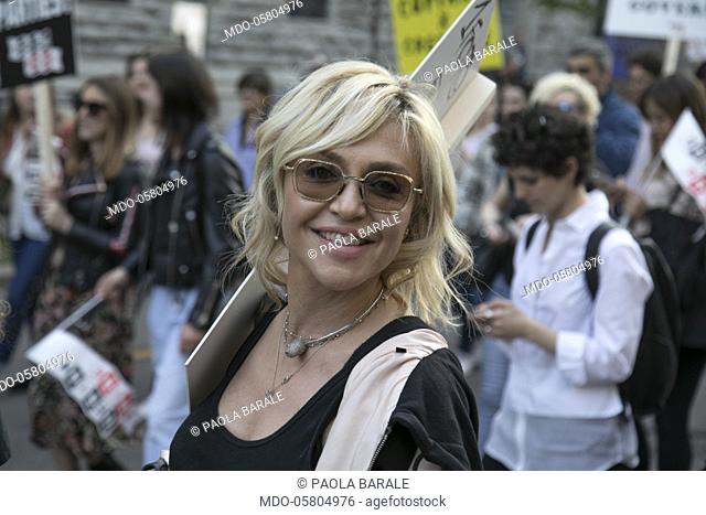Italian tv-host Paola Barale at Design Pride Parade by Seletti with Paridevitale srl Communication & PR from Castello Sforzesco to Piazza Affari to celebrate...