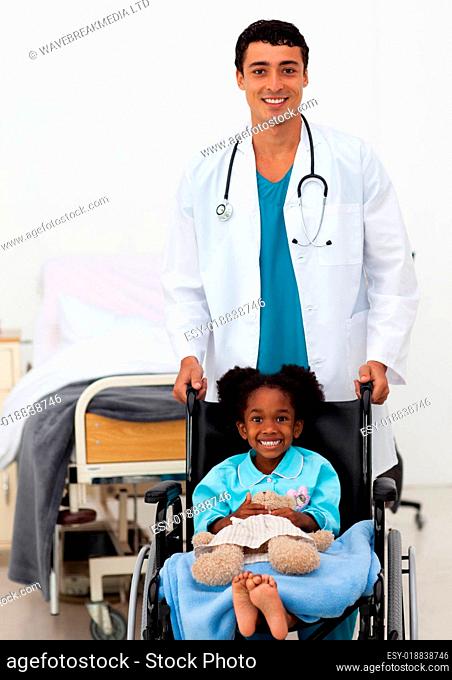 Doctor helping a sick child