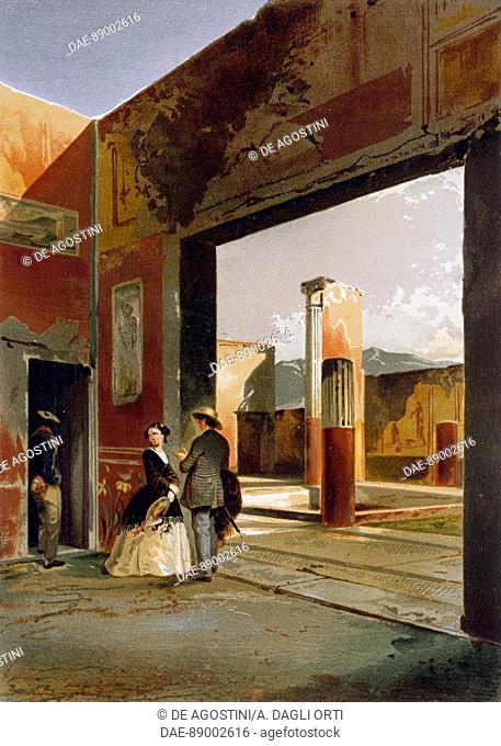 House of the Dioscuri in Pompeii, 1854-1896, illustration by Giacinto Gigante (1806-1876) from Houses and monuments in Pompeii, by Fausto and Felice Niccolini