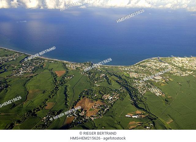 France, Reunion Island, north-eastern coast between Sainte Suzanne and Saint Andre aerial view